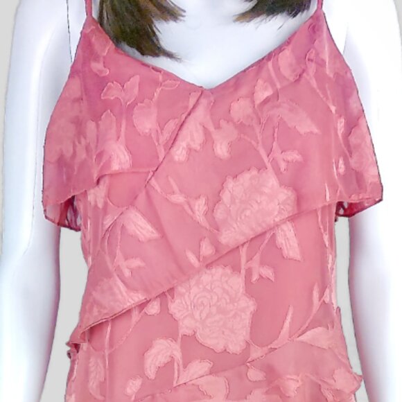 Pastel Powder Pink Mauve Ruffle Maxi Cami Dress - Picture 6 of 7